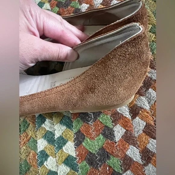 Avellini Brown Suede Peep Toe Flats with Buckle Made in Italy - Picture 10 of 12